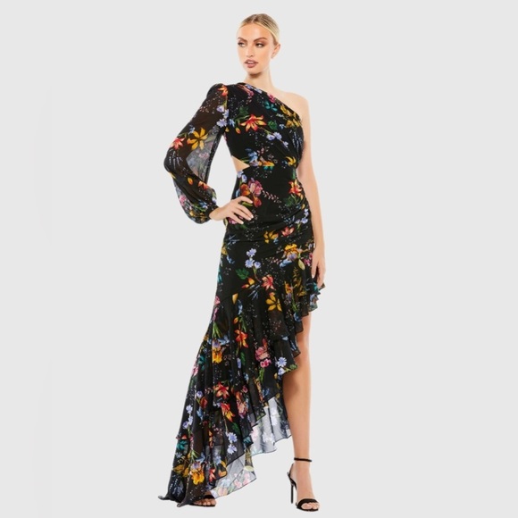 IEENA FOR MAC DUGGAL 55668 NWT
Floral One Sleeve Cut Out Dress - Picture 1 of 7